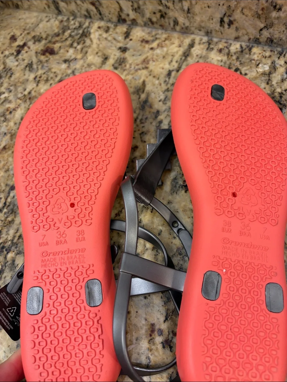 Ipanema Women’s Coral-Red Sandals with Silver Pyramid Studs size 7 , NWT